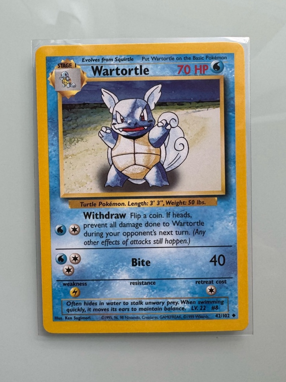 Wartortle Pokemon Card Vintage 1999